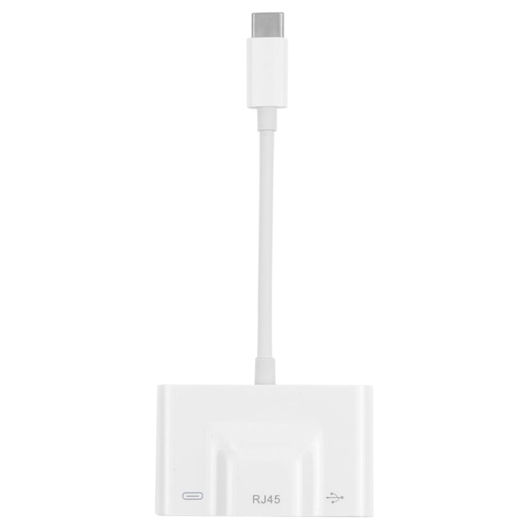 3in1 USB-C / Type-Cオス-USB＋100M RJ45イーサネット＋Type-C電源メスアダプター、3in1