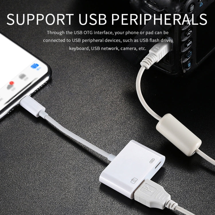 11cm 8ピンオス to USB & 8ピンデータ充電ケーブル カメラリーダーアダプター、iOS 9.2以上対応