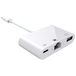 NK-107 3in1 イーサネット + USB + 8ピン充電 メス端子 to 8ピンオス OTG デジタルビデオコンバーターケーブル