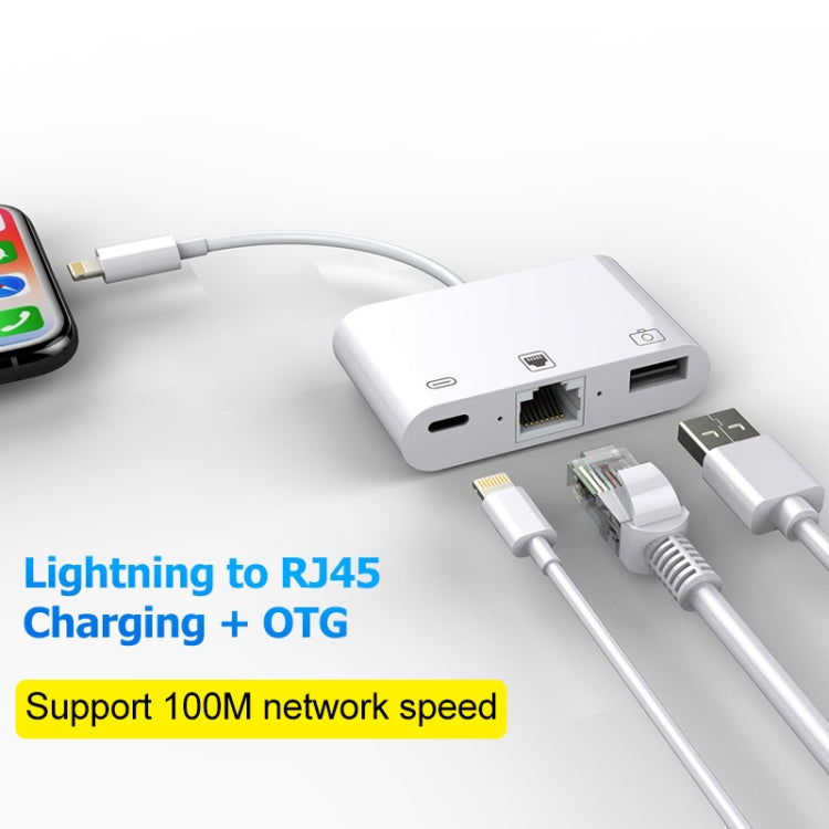 NK-107 3in1 イーサネット + USB + 8ピン充電 メス端子 to 8ピンオス OTG デジタルビデオコンバーターケーブル