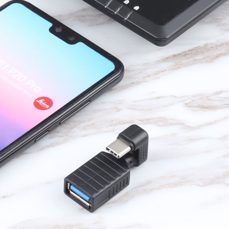 USB-C / Type-CオスからUSB 3.0メス U字型エルボーOTGアダプター、Type-CからUSB 3.0