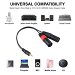 30cmメタルヘッド3.5mmオスから3ピンXLRキャノンオスオーディオコネクターアダプターケーブル、3.5mmオス