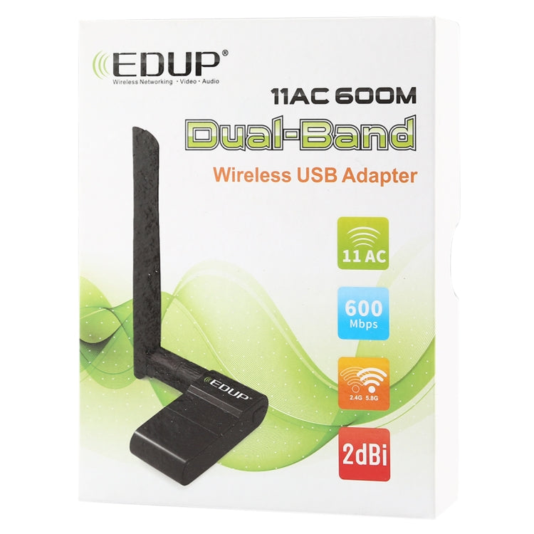 EDUP EP-AC1635 600Mbps デュアルバンド無線11AC USBイーサネットアダプター 2dBiアンテナ付き ノートパソコン/PC用、EP-AC1635