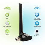 EDUP EP-AC1635 600Mbps デュアルバンド無線11AC USBイーサネットアダプター 2dBiアンテナ付き ノートパソコン/PC用、EP-AC1635