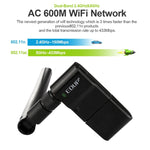 EDUP EP-AC1635 600Mbps デュアルバンド無線11AC USBイーサネットアダプター 2dBiアンテナ付き ノートパソコン/PC用、EP-AC1635
