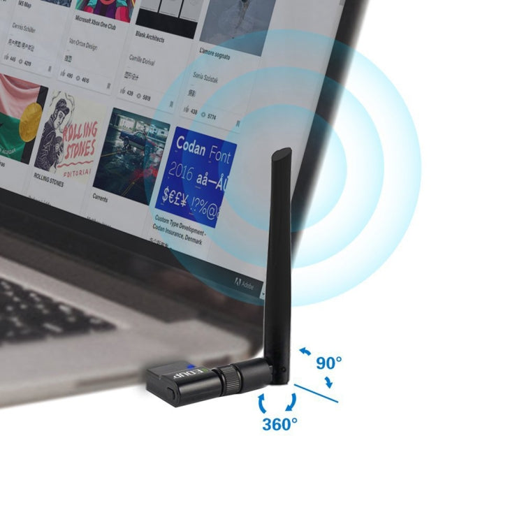 EDUP EP-AC1635 600Mbps デュアルバンド無線11AC USBイーサネットアダプター 2dBiアンテナ付き ノートパソコン/PC用、EP-AC1635