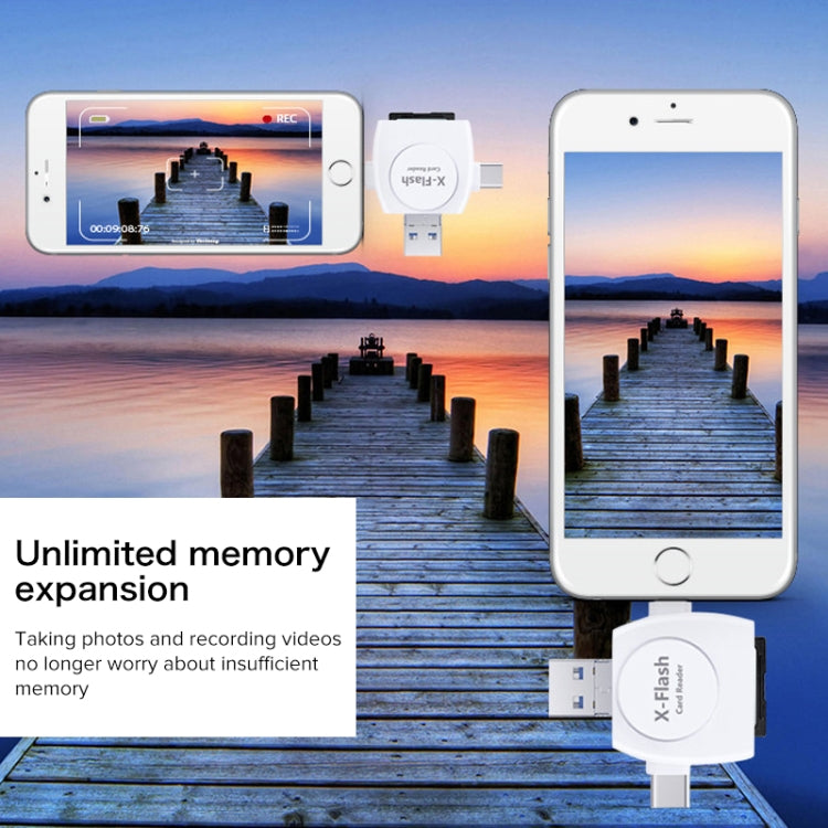 X-Flash R01 3in1 8ピン + USB-C / Type-C + マイクロUSB インターフェース SD / TFカードリーダー