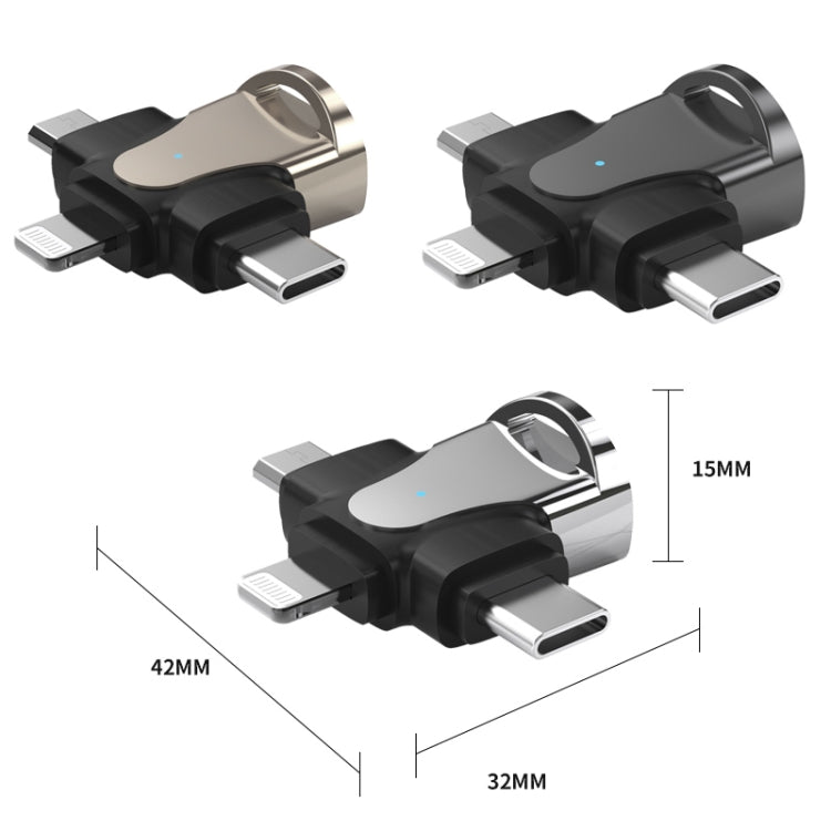 3in1 OTGアダプター、USB-タイプC / マイクロUSB / 8ピン