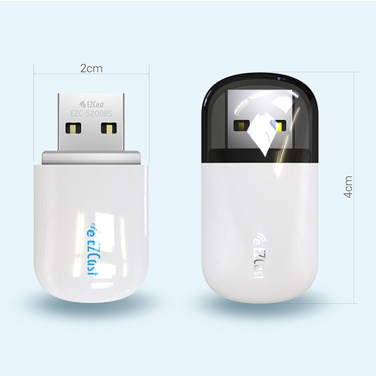 EZCast EZC-5200BS 600Mbps デュアルバンド WiFi + Bluetooth USB 2.0 ワイヤレスアダプター