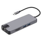 8-in-1 Type-C から HDMI + USB 3.0 + USB 3.0 + Type-C + LAN + VGA + TF/SDカードリーダーアダプター