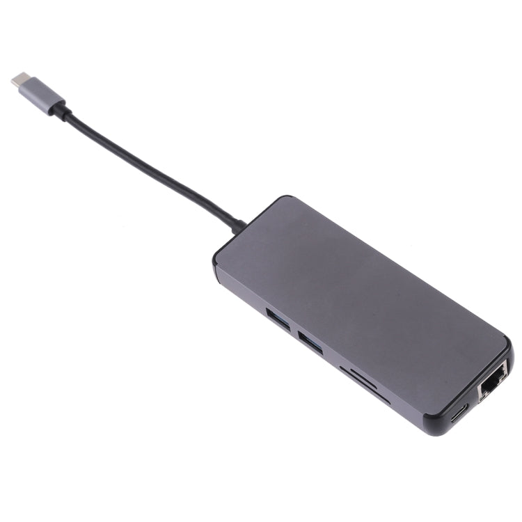 8-in-1 Type-C から HDMI + USB 3.0 + USB 3.0 + Type-C + LAN + VGA + TF/SDカードリーダーアダプター