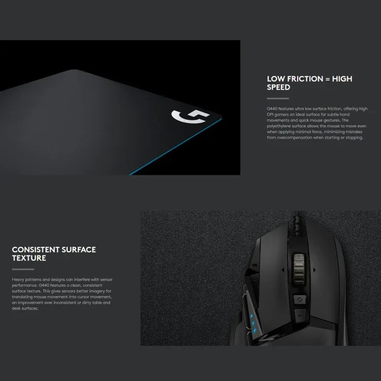 ロジクール G440 ハード eスポーツゲーミングマウスパッド、サイズ：34 x 28cm、G440 ハード