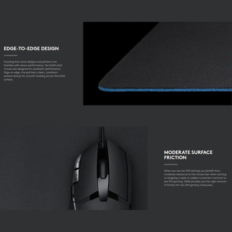 ロジクール G640 布製ソフト eスポーツゲーミングマウスパッド、サイズ：46 x 40cm、G640 布製ソフト