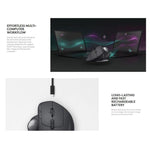 ロジクール MX ERGO S 440DPI Bluetooth + Unifying デュアルモードワイヤレストラックボール光学マウス、MX ERGO S