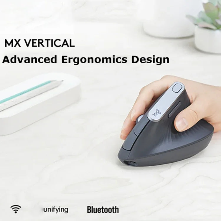 ロジクール MX Vertical 4000DPI USB-C / Type-C + Unifying + Bluetooth 3モード エルゴノミックワイヤレス垂直光学マウス、MX Vertical