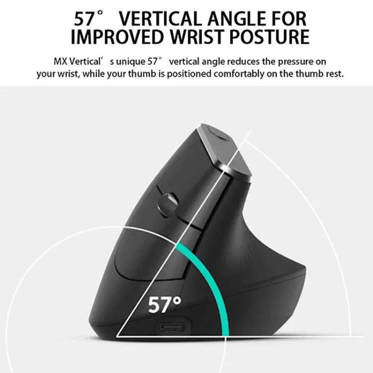 ロジクール MX Vertical 4000DPI USB-C / Type-C + Unifying + Bluetooth 3モード エルゴノミックワイヤレス垂直光学マウス、MX Vertical