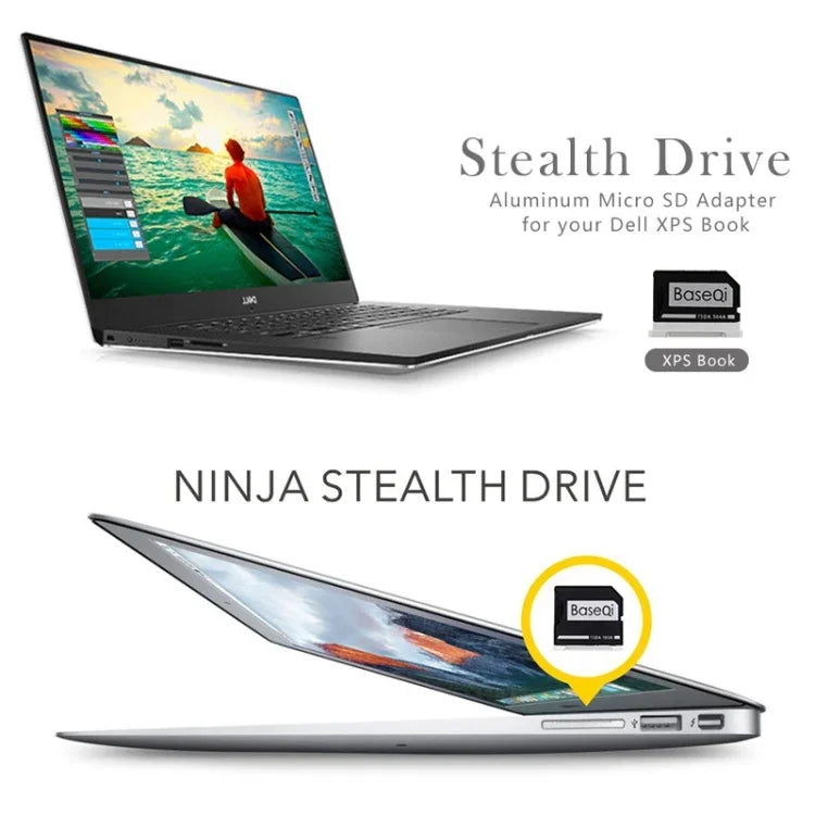 BASEQI 隠しアルミ合金製高速SDカードケース、Dell XPS 13.3インチノートパソコン用、Dell XPS 13.3インチ対応