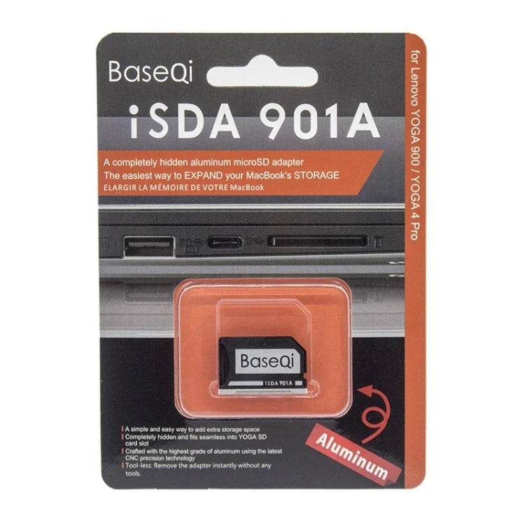 BASEQI 隠しアルミ合金製SDカードケース、Lenovo Ideapad 320Sノートパソコン用、Lenovo Ideapad 320S対応