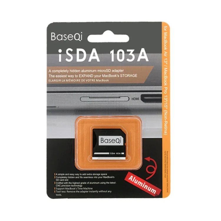 BASEQI 隠しアルミ合金製SDカードケース、Macbook Pro（2012年中期）（Retina非対応）ノートパソコン用、Macbook Pro 2012年中期（Retina非対応）対応