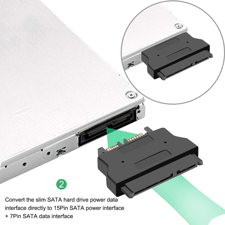 SATA 22ピン メス から SLIMLINE SATA 13ピン オスアダプター、SATA 22ピン メス から SATA 13ピン