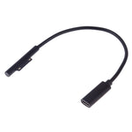 USB-C / Type-C メス to 6ピン オス ノートパソコン PD 急速充電ケーブル Microsoft Surface Pro 9 / 8 / 7 / 6 / 5 / 4 / 3 用, ケーブル長さ: 0.2m, Pro 9 / 8 / 7 / 6 / 5 / 4 / 3 から USB-C / Type-C メス ブラック