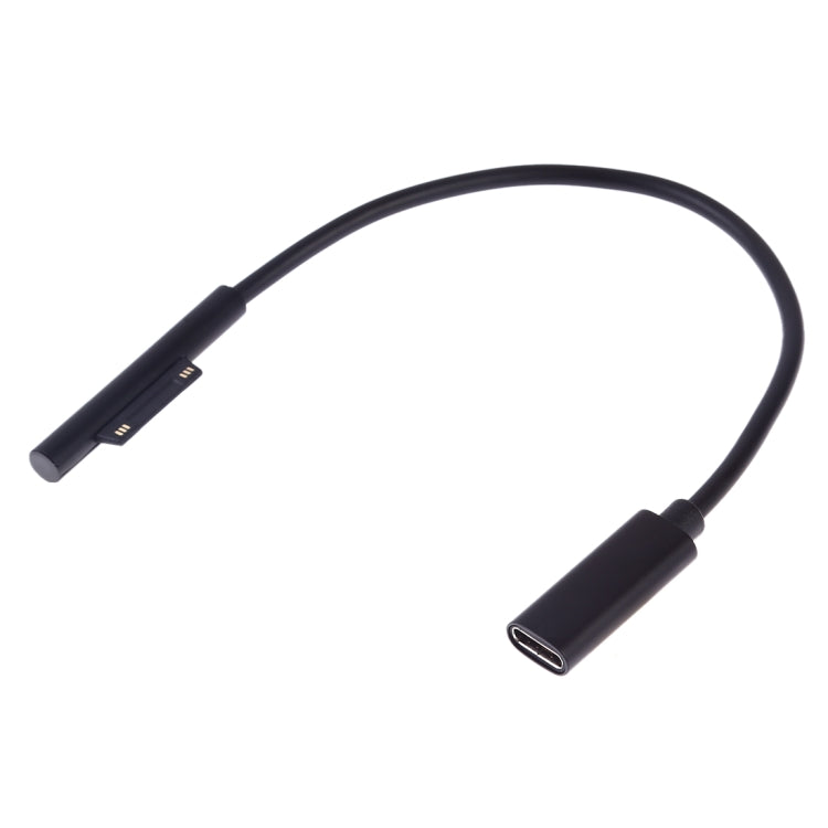 USB-C / Type-C メス to 6ピン オス ノートパソコン PD 急速充電ケーブル Microsoft Surface Pro 9 / 8 / 7 / 6 / 5 / 4 / 3 用, ケーブル長さ: 0.2m, Pro 9 / 8 / 7 / 6 / 5 / 4 / 3 から USB-C / Type-C メス ブラック