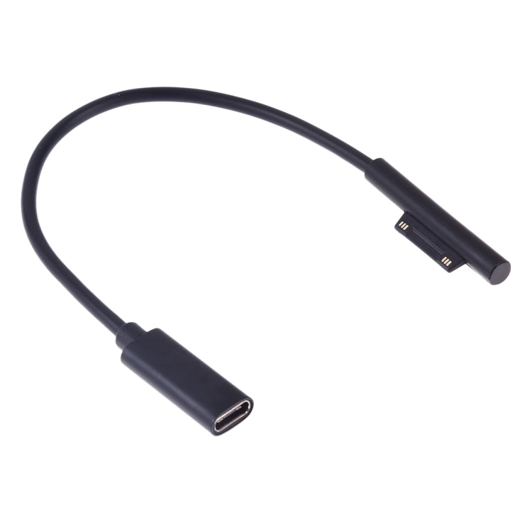 USB-C / Type-C メス to 6ピン オス ノートパソコン PD 急速充電ケーブル Microsoft Surface Pro 9 / 8 / 7 / 6 / 5 / 4 / 3 用, ケーブル長さ: 0.2m, Pro 9 / 8 / 7 / 6 / 5 / 4 / 3 から USB-C / Type-C メス ブラック