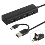 3 in 1 USB-C / Type-C + マイクロUSB + 4 x USB 2.0 ポート ハブコンバーター, ケーブル長さ: 12cm, 3 in 1 (ホワイト), 3 in 1 (ブラック)