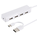 3 in 1 USB-C / Type-C + マイクロUSB + 4 x USB 2.0 ポート ハブコンバーター, ケーブル長さ: 12cm, 3 in 1 (ホワイト), 3 in 1 (ブラック)