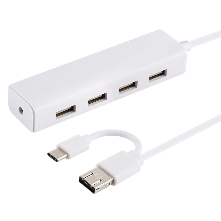 3 in 1 USB-C / Type-C + マイクロUSB + 4 x USB 2.0 ポート ハブコンバーター, ケーブル長さ: 12cm, 3 in 1 (ホワイト), 3 in 1 (ブラック)