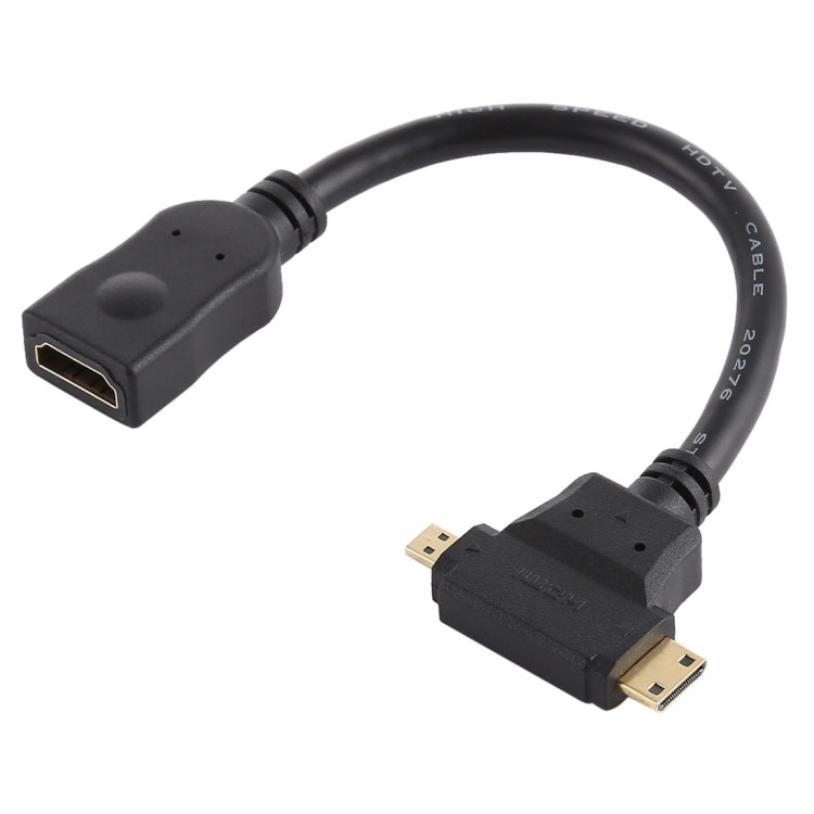 HDMI メス to ミニ HDMI + マイクロ HDMI T字型ケーブル、マイクロ HDMI