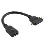 HDMI メス to ミニ HDMI + マイクロ HDMI T字型ケーブル、マイクロ HDMI