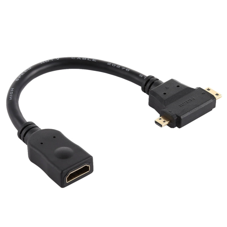 HDMI メス to ミニ HDMI + マイクロ HDMI T字型ケーブル、マイクロ HDMI