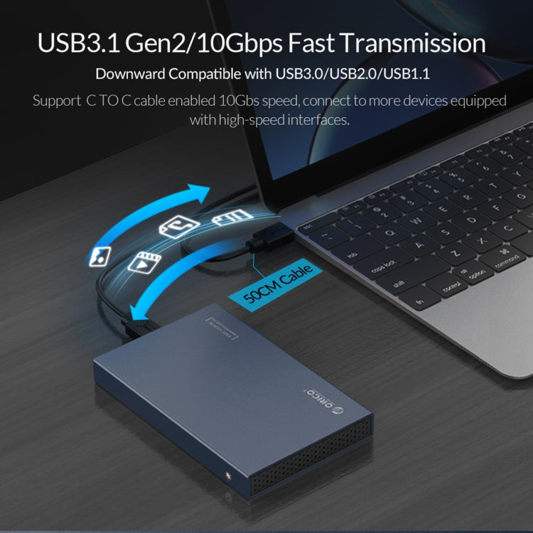 ORICO DD25 C3 2.5インチ Type-C to Type-C および USB メカニカル SSD エンクロージャー, 対応容量: 6TB