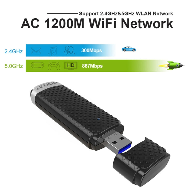 EDUP EP-AC1617 1200Mbps 高速 USB 3.0 WiFi アダプター レシーバー イーサネットアダプター, EP-AC1617 1200Mbps