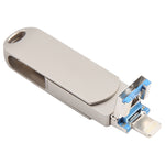 3-in-1 64G マイクロUSB + 8ピン + Type-C メタル回転式プッシュプルフラッシュディスク OTG機能付き、64G USB + 8ピン + Type-C