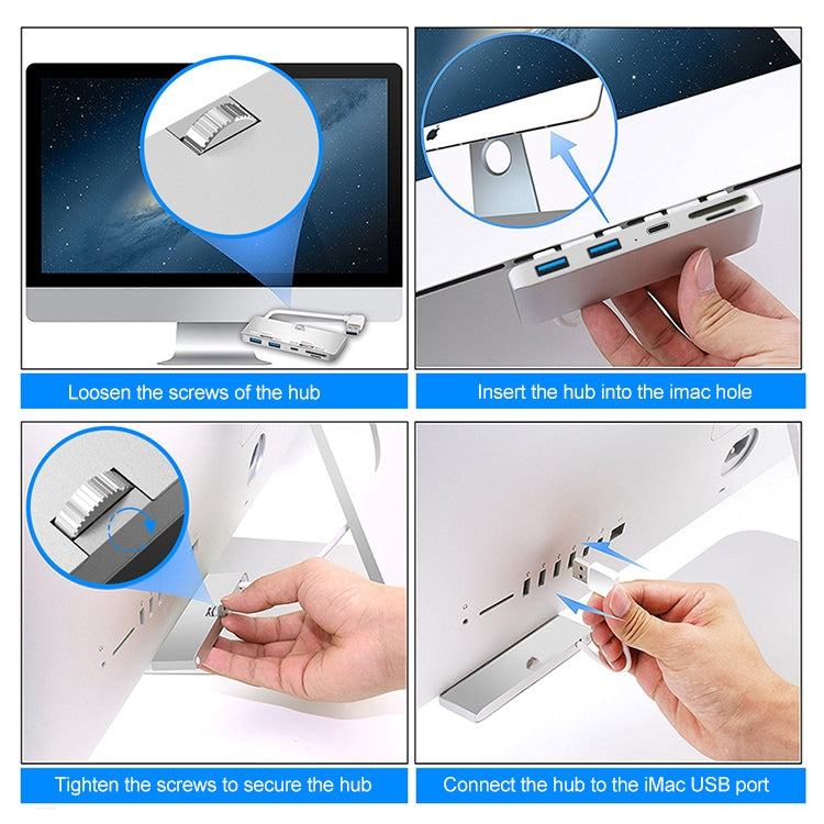 Rocketek iMac用 USB3.0 x 3 + SD / TF 多機能ハブ拡張ドック, USB3.0 x 3 + SD / TF