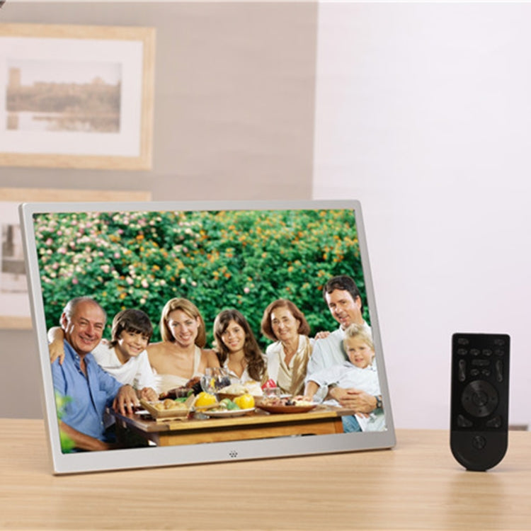 HSD1504 15.4インチ LED 1280x800 高解像度ディスプレイ デジタルフォトフレーム ホルダーとリモコン付き、SD / MMC / MSカード / USBポート対応、EUプラグ（金色）、HSD1504 15.4インチ