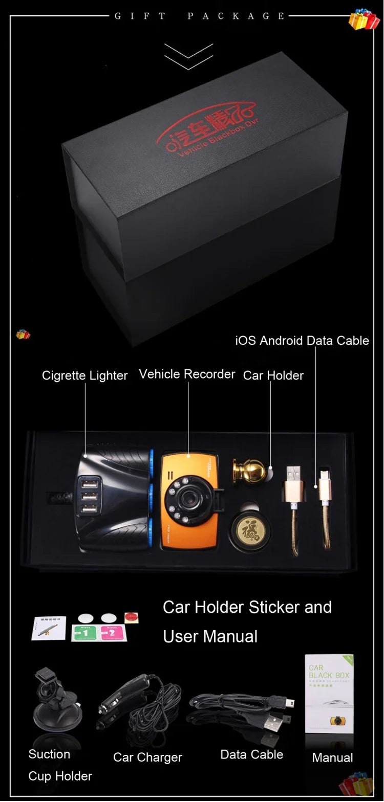 Generalplus 720P VGA 2.4インチLCDスクリーン表示カーDVRレコーダー、ループ録画対応／動体検知／ナイトビジョン機能、2.4インチ