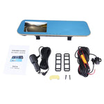 左側スクリーン表示リアビューミラー車両DVR、Allwinnerプログラム、2カメラ 1080P HD 140度広角視野、GPSポート／動体検知／ナイトビジョン／TFカード／Gセンサー対応、リアビューミラー車両DVR