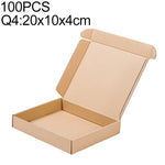 100個 クラフト紙発送箱 梱包箱, サイズ: Q4, 20x10x4cm, 20x10x4cm
