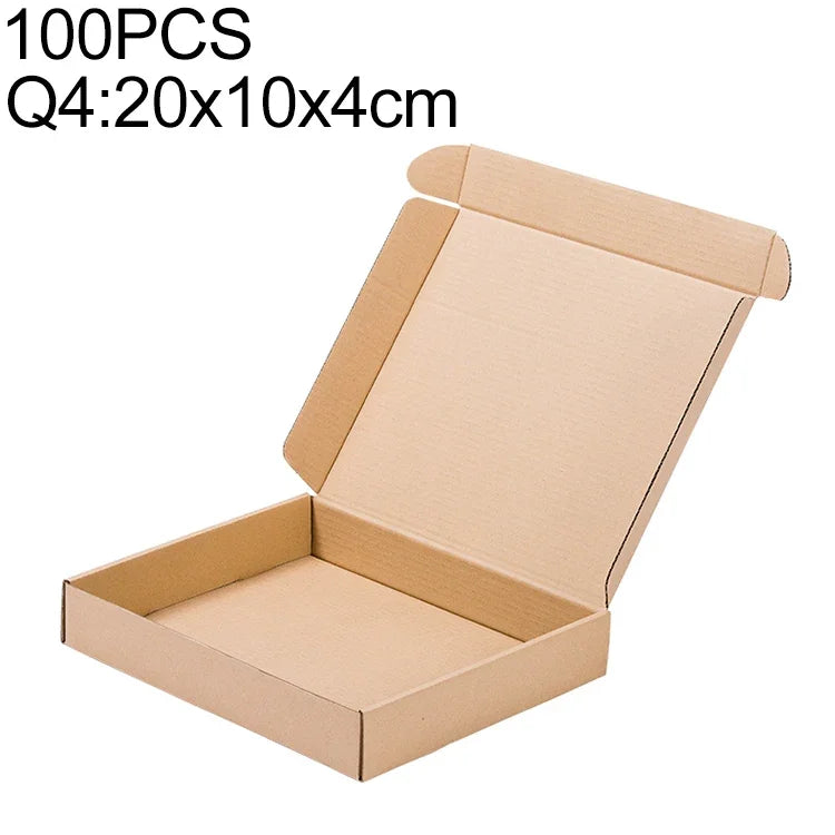 100個 クラフト紙発送箱 梱包箱, サイズ: Q4, 20x10x4cm, 20x10x4cm
