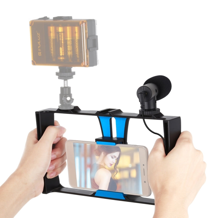 PULUZ 2-in-1 ライブ配信スマートフォンビデオリグ + マイクキット iPhone、Galaxy、Huawei、Xiaomi、HTC、LG、Google、その他スマートフォン対応、Vloggingリグ＋マイク、Vloggingリグ＋マイク（US）