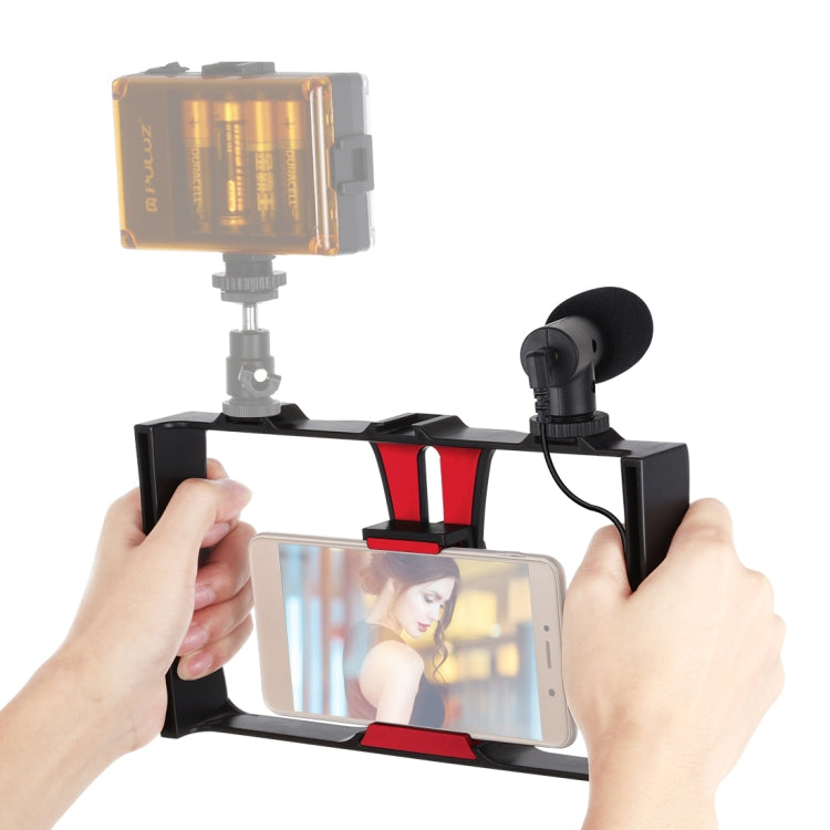 PULUZ 2-in-1 ライブ配信スマートフォンビデオリグ + マイクキット iPhone、Galaxy、Huawei、Xiaomi、HTC、LG、Google、その他スマートフォン対応、Vloggingリグ＋マイク、Vloggingリグ＋マイク（US）