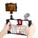 PULUZ 2イン1 Vloggingライブ配信用LEDセルフィーライト スマートフォンビデオリグキット コールドシュートリポッドヘッド付き iPhone、Galaxy、Huawei、Xiaomi、HTC、LG、Google、その他スマートフォン対応、Vloggingリグ＋ライト