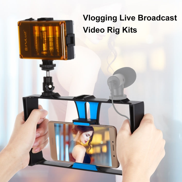 PULUZ 2イン1 Vloggingライブ配信用LEDセルフィーライト スマートフォンビデオリグキット コールドシュートリポッドヘッド付き iPhone、Galaxy、Huawei、Xiaomi、HTC、LG、Google、その他スマートフォン対応、Vloggingリグ＋ライト