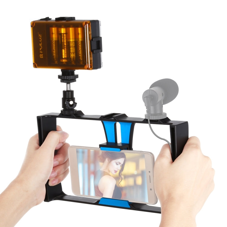 PULUZ 2イン1 Vloggingライブ配信用LEDセルフィーライト スマートフォンビデオリグキット コールドシュートリポッドヘッド付き iPhone、Galaxy、Huawei、Xiaomi、HTC、LG、Google、その他スマートフォン対応、Vloggingリグ＋ライト