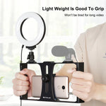 PULUZ 2イン1 Vloggingライブ配信用スマートフォンビデオリグ＋4.7インチ（12cm）リングLEDセルフィーライトキット コールドシュートリポッドヘッド付き iPhone、Galaxy、Huawei、Xiaomi、HTC、LG、Google、その他スマートフォン対応、2イン1リングLED