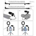 PULUZ 3イン1 Vloggingライブ配信用スマートフォンビデオリグ＋マイク＋4.7インチ（12cm）リングLEDセルフィーライトキット コールドシュートリポッドヘッド付き iPhone、Galaxy、Huawei、Xiaomi、HTC、LG、Google、その他スマートフォン対応、3イン1リングLED