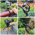PULUZ ミニタコ型フレキシブル三脚ホルダー ボールヘッド＆スマホクランプ付き + 三脚マウントアダプター＆ロングスクリュー SLRカメラ、GoPro、携帯電話対応 サイズ：25cmx4.5cm、25cm三脚＋スマホクランプ
